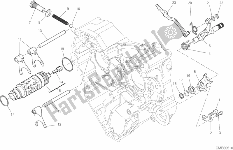 All parts for the Gear Change Mechanism of the Ducati Multistrada 1260 Touring USA 2020